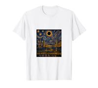 T-Shirt Europe Solar Eclipse 2026 Carte de Nuit Étoilée Van Gogh T-Shirt