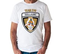 T-Shirt EVG personnalisé Blanc - Team EVG - 100% Coton Bio - Enterrement de Vie de Garçon - Tee-Shirt Homme à Personnaliser (FR/ES, Alpha/Lettres, XS, Taille Normale, Taille Normale, Blanc)