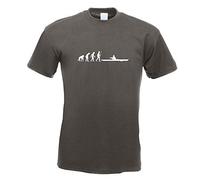 T-Shirt - Evolution de la Barque à rames - Graphite - M - imprimé avec Motif - été - Chemise Amusante - Sport - Loisirs