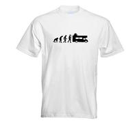T-Shirt - Evolution du Camping-Car - Blanc - L - imprimé avec Motif - été - Chemise Amusante - Sport - Loisirs