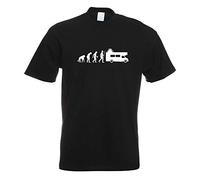 T-Shirt - Evolution du Camping-Car - Noir - L - imprimé avec Motif - été - Chemise Amusante - Sport - Loisirs