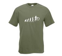T-Shirt - Evolution vélo de Montagne Cyclisme - Olive - M - imprimé avec Motif - été - Chemise Amusante - Sport - Loisirs