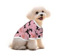 T-shirt extensible à manches courtes en coton doux imprimé bouledogue français et fleurs pour chihuahuas, chiots et petites races de chiens
