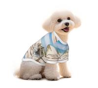 T-shirt extensible à manches courtes en coton doux imprimé paysage de plage pour chihuahuas, chiots et petites races de chiens
