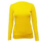 T-shirt extensible à manches longues et col rond pour femme, jaune, 44-46