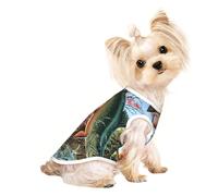 T-shirt extensible léger sans manches à rayures pour petits chiens avec imprimé carthame