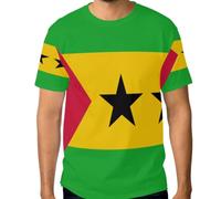 T-shirt extensible pour homme, haut graphique personnalisé infroissable S à 3XL, Drapeau national de S?o Tomé et Príncipe, Taille L