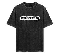 T-Shirt Fashion Short Sleeve Stupeflip Round Neck, Short Sleeve Cotton T-Shirt Black XL