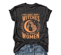 T-shirt féminisme imprimé They Didn't Burn Witches Lune Manches courtes Col rond Haut coton décontracté T-shirt vintage décontracté T-shirt de loisirs T-shirt déclaration T-shirt activisme Vêtements