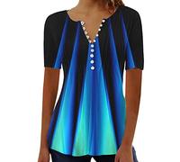 T-Shirt Femme à Imprimé Floral Blouse Col Rond Tops Hauts Été Manches Courtes Chemises Amples de Base Loisirs Sport Shirts Grande Taille légant Tunique Vintage Chic Décontracté
