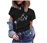 T-Shirt Femme à Manches Courtes Tee Shirt à Col Rond D'été Tshirt Hauts Chic et Elegant Imprimé Mode Streetwear Chemisier Chic Sexy Blouse Sport Lache Sportswear Ample Top