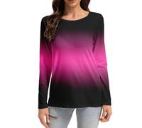 T-Shirt Femme à Manches Longues Col Rond Décontracté Dégradé - Haut Tous Les Jours pour Travail et Loisirs, Automne (FR/ES, Alpha/Lettres, S, Taille Normale, Taille Normale, style11)