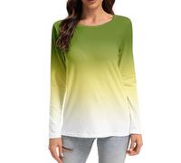 T-Shirt Femme à Manches Longues Col Rond Décontracté Dégradé - Haut Tous Les Jours pour Travail et Loisirs, Automne (FR/ES, Alpha/Lettres, S, Taille Normale, Taille Normale, style03)