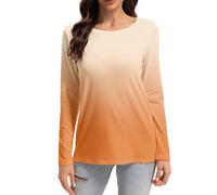 T-Shirt Femme à Manches Longues Col Rond Décontracté Dégradé - Haut Tous Les Jours pour Travail et Loisirs, Automne (FR/ES, Alpha/Lettres, S, Taille Normale, Taille Normale, style05)
