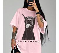 T-shirt femme à manches raglan avec impression de lettre et de chien, dans un style hip-hop L,M,S,XL,XSAnimal,LettresÉtoffe