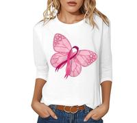 T-shirt femme accrocheur confortable haut col rond grande impression sur le devant T-shirt à manches courtes artiste féminin motif papillon dégradé t-shirt graphique été pour festival, Stil-u06 Blanc