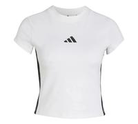 adidas Femme Essentials 3-Stripes Padded Slim Baby Shirt, White/Black, S