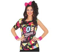 T-SHIRT POLYESTER FAN DES ANNÉES 80 COLORÉ FEMME M