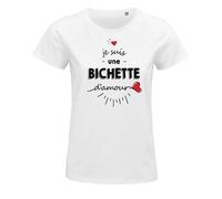 T-shirt femme - Bichette d'amour - S - 100% Coton Bio - Ajustée - Manches courtes - Col capuche XS