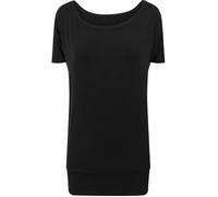 T-Shirt Femme - BUILD YOUR BRAND - Viscose - Noir - Col large - Coupe ample L