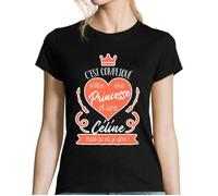 T-shirt Femme - Céline - C'est compliqué d'être une princesse - Noir - Coton - Manches courtes XXXL