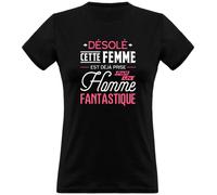 T Shirt Femme Cette Fille est déjà Prise | Imprimé en France, Cadeau Femme Humour Maman Anniversaire Original Rigolo Humoristique (3XL,Black)