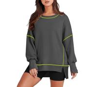 T-Shirt Femme Chic et Élégant Été Top T-Shirt Vetement Femmes T-Shirts Tops et Chemisiers Blouse Debardeur Femme Col Rond Tops à Manches Longue Hauts Décontracté Ete Vintage(C Dark Gray,Medium)