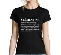 T-Shirt Femme - Clémentine - Col V - 100% Coton - Manches Courtes - Noir S