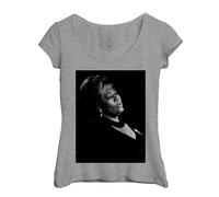 T-Shirt Femme Col Echancré Ella Fitzgerald Chanteuse Photo De Star Célébrité Vieille Musique Original
