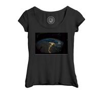 T-Shirt Femme Col Echancré Iss Splendide Photo De La Terre De Nuit Egypt Espace Station Spatiale