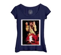 T-Shirt Femme Col Echancré Jimi Hendrix Brule Guitare Psychedelique Vintage Rock 70's