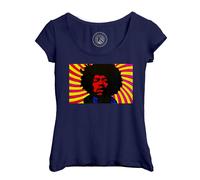 T-Shirt Femme Col Echancré Jimi Hendrix Rock 70's Vintage Psychedelique Portrait