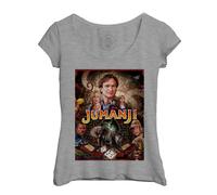 T-Shirt Femme Col Echancré Jumanji Robin Williams Film Aventure Dessin