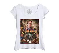 T-Shirt Femme Col Echancré Jumanji Robin Williams Film Aventure Dessin