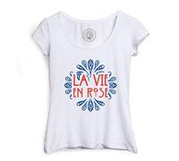 T-Shirt Femme Col Echancré La Vie en Rose Vintage Luxe Rétro Chic Français