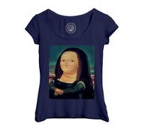 T-Shirt Femme Col Echancré Mona Lisa La Joconde Fernando Botero Peinture Portrait Grosse Dame