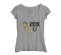 T-Shirt Femme Col Echancré Territoire De Belfort 90 Département Carte Ancienne