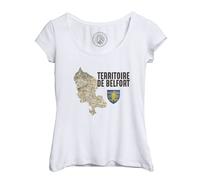 T-Shirt Femme Col Echancré Territoire De Belfort 90 Département Carte Ancienne