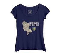 T-Shirt Femme Col Echancré Territoire De Belfort 90 Département Carte Ancienne