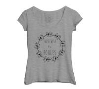 T-Shirt Femme Col Echancré Wesh Les Poules Couronne De Fleurs