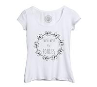 T-Shirt Femme Col Echancré Wesh Les Poules Couronne De Fleurs