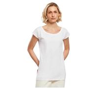 T-Shirt Femme Col Large Blanc - BUILD YOUR BRAND - Coupe Large - Manches Courtes XS