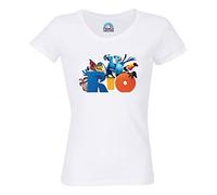 T-Shirt Femme Col Rond Coton Bio Rio Film Animation Animaux Tropicaux Jungle Dessin Animé