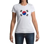 T-Shirt Femme Col Rond Drapeau Coree Du Sud Football Sport Equipe National