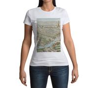 T-Shirt Femme Col Rond Exposition Universelle Paris 1900 Paris Dessin Vue Aerienne Tour Eiffel