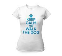 T-Shirt Femme Col Rond Keep Calm And Walk The Dog Parodie Chien Animaux