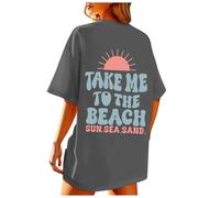 T-Shirt Femme Col Rond Tops Été Manches Courtes Imprimé De Lettres Élégant Casual Loose Tee Shirt Haut à Manches Courtes Mode Hauts Confortables Coton Tee Shirt Oversize Amples