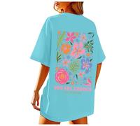 T-Shirt Femme Col Rond Tops Été Manches Courtes Imprimé De Lettres Élégant Casual Loose Tee Shirt Haut à Manches Courtes Mode Hauts Confortables Coton Tee Shirt Oversize Amples