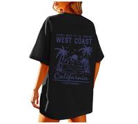 T-Shirt Femme Col Rond Tops Été Manches Courtes Imprimé De Lettres Élégant Casual Loose Tee Shirt Haut à Manches Courtes Mode Hauts Confortables Coton Tee Shirt Oversize Amples