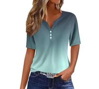 T Shirt Femme Col V Basiques Pente Imprimé Chemisier Ample D'Été Demi Manche Chic Tops Pas Cher Elégant Chemisiers À La Mode Casual Hauts Été Lâches Tunique Décontracté Blouse Grandes Tailles